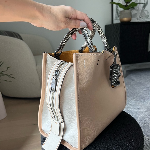 Coach Rouge Beige Tote with Snakeskin Accents - Picture 4 of 17